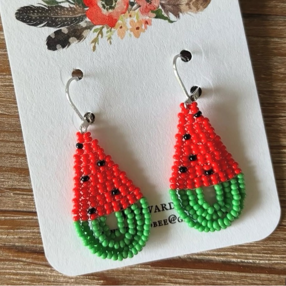 Watermelon Beaded Earrings